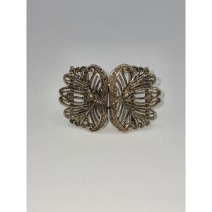 Vintage Gold Tone Filigree Dress or Belt Buckle Clasp Ornate Floral